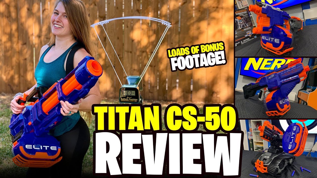 REVIEW] Nerf Titan CS-50 Minigun! Unboxing, Review, Chrono Test