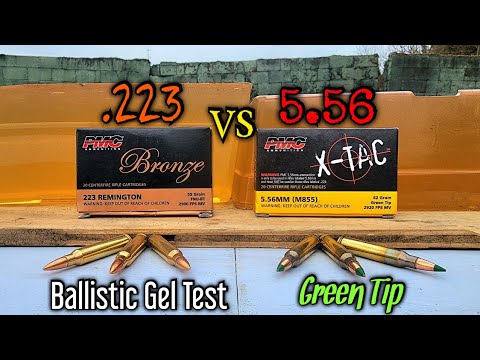 PMC Bronze 55gr .223 vs X-Tac 62gr 5.56 Green Tip Ballistic Gel