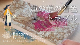 蓮の葉の着色トラブル｜ボタニーペインティング 蓮の葉やインド菩提樹