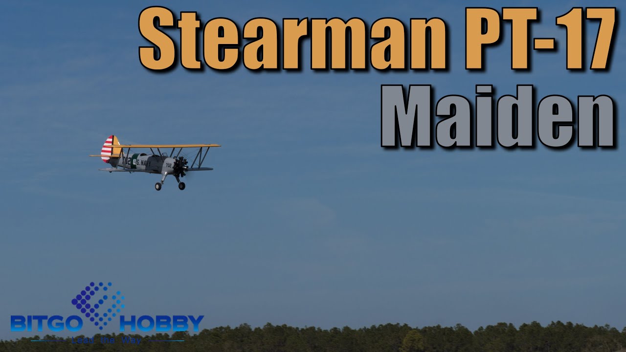 Kyosho PT-17 Stearman 40 with PH FS61 four stroke engine Flight