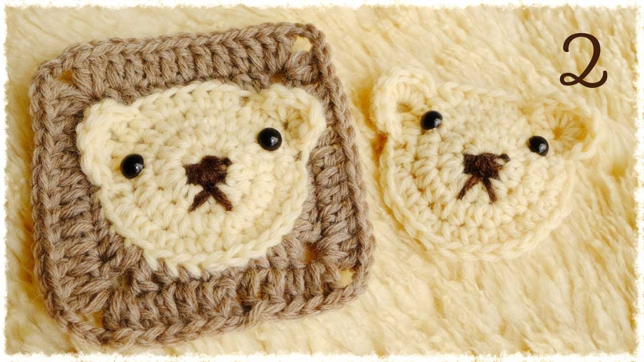 かぎ編み・くまちゃんの四角いモチーフの編み方（2） diy crochet