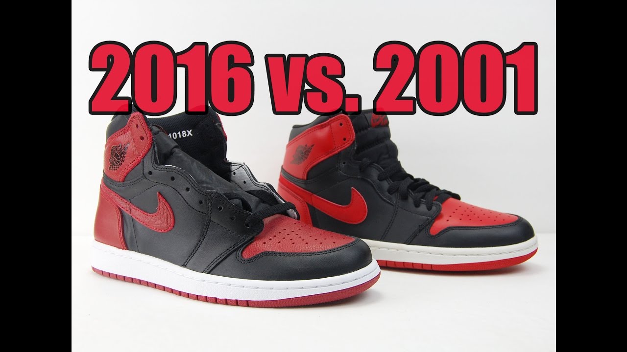 2016 vs. 2001 Air jordan 1 Bred Comparison - YouTube