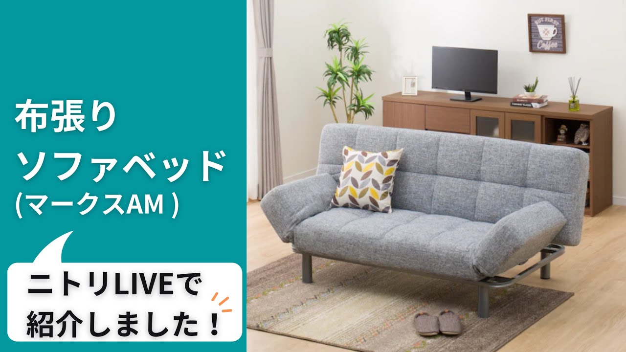 背もたれと肘掛けが動くソファベッド 布張りタイプ (マークスAM GY