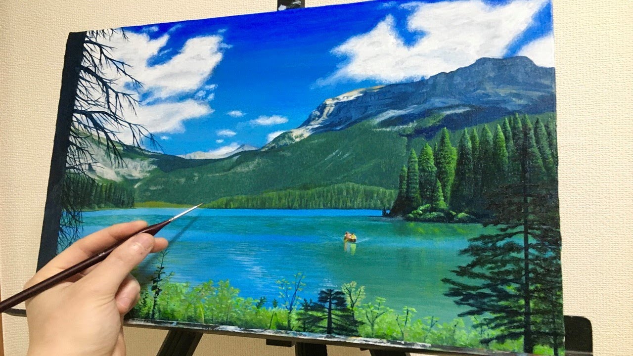 Emerald Lake painting | Oil painting landscape | Self-study - YouTube