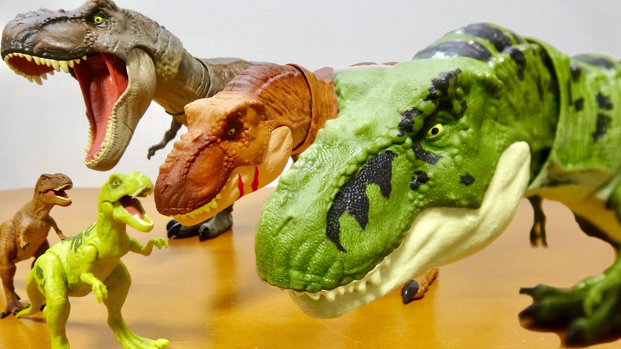 Jurassic World Mattel Green Color Tyrannosaurus and Mini
