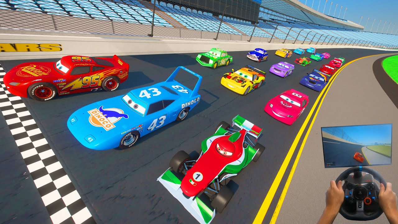 Race Crazy Cars Daytona - McQueen VS The King Chick Hicks