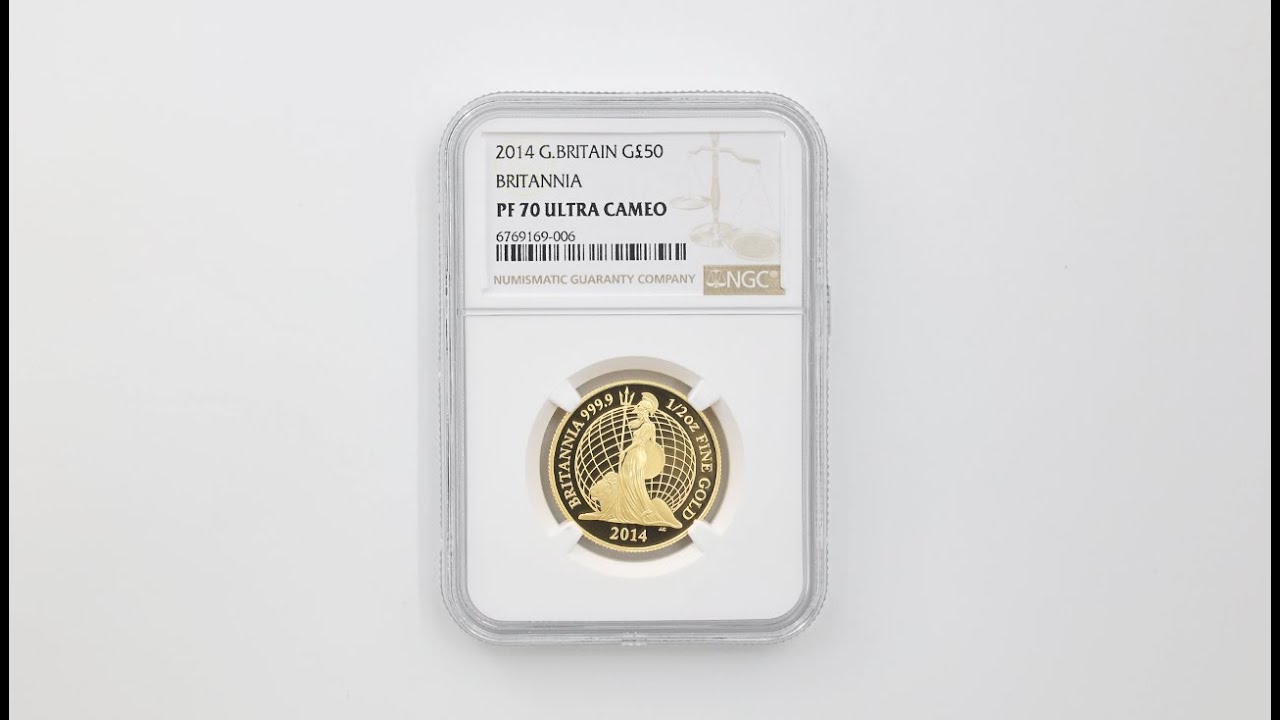 委託販売 2014 英国 ブリタニア 50ポンド 金貨 1/2オンス プルーフ NGC