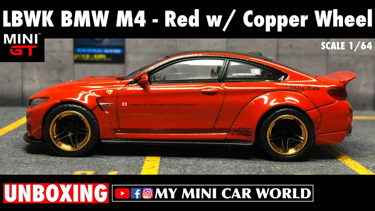 MY MINI CAR WORLD】UNBOXING MINI GT 1/64 LB WORKS BMW M4 (Red w