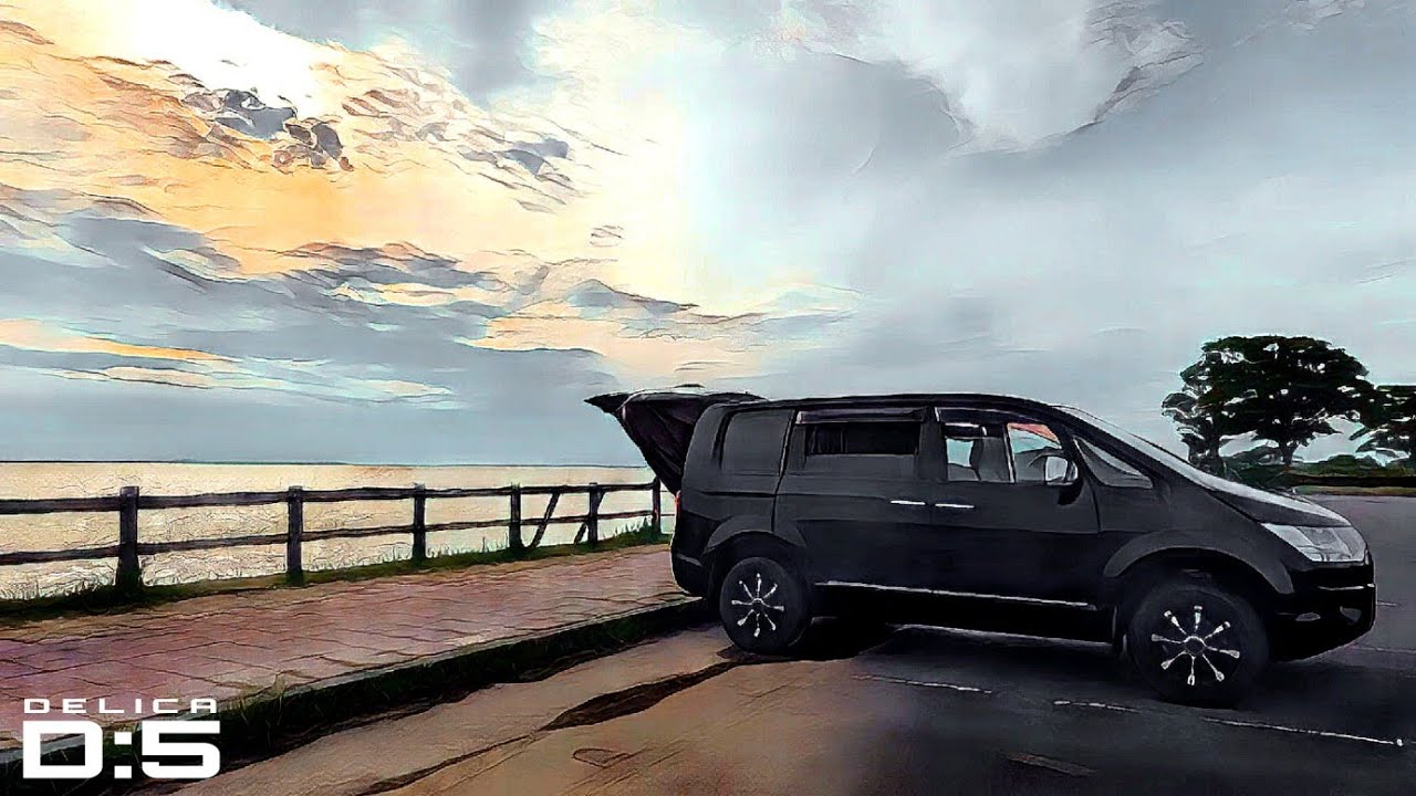 デリカD:5車中泊仕様｜夏の車中泊グッズを使って絶景湖畔で車中泊|即席