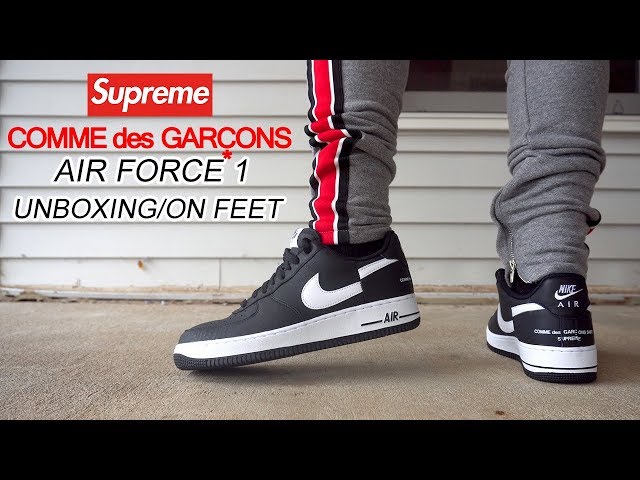 SUPREME X COMME des GARÇONS AIR FORCE 1 UNBOXING + ON FEET - YouTube