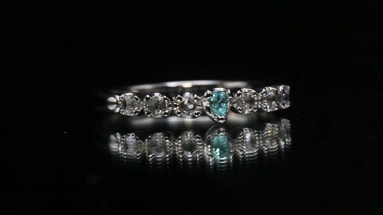 パライバトルマリン ペアシェイプ ローズカットダイヤモンド リング