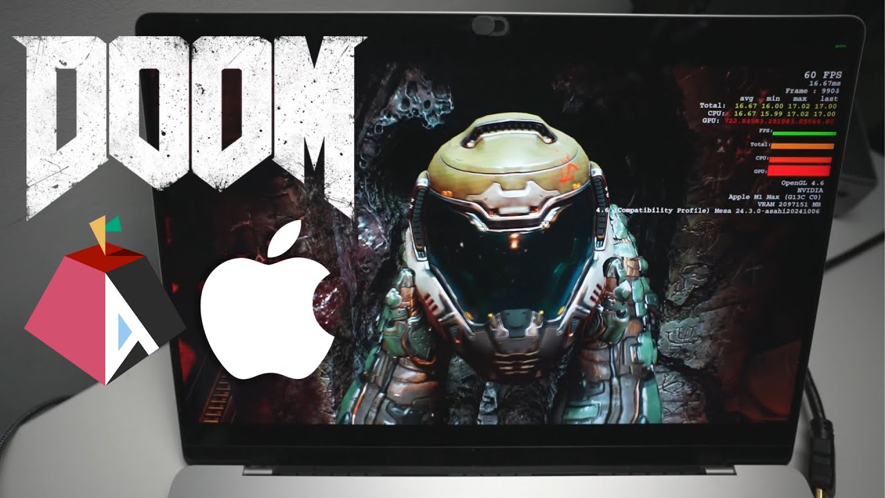 Asahi Linux running Doom (2016) with Proton on M1 Max MacBook Pro