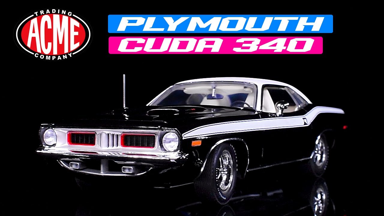 1972 Plymouth Cuda 340 Black with White Stripes, Top and Interior