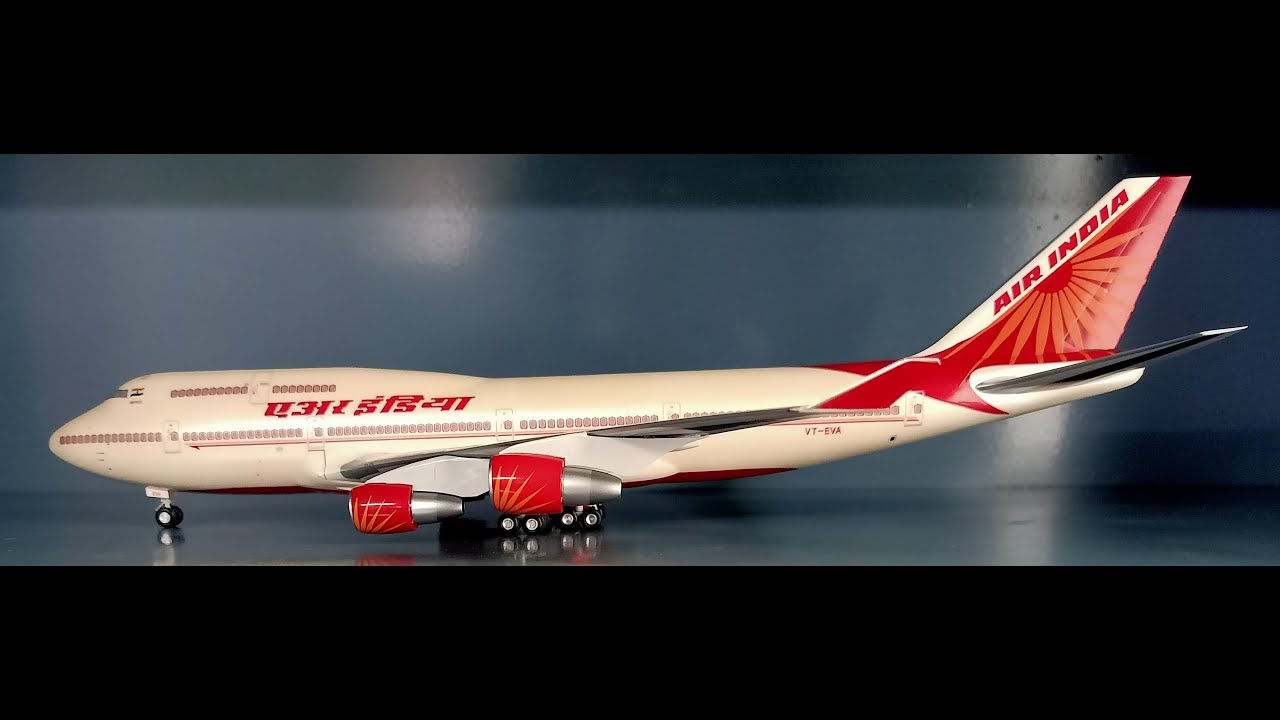 HOGAN 1:200 VT-EVA AIR INDIA BOEING 747-400 - YouTube