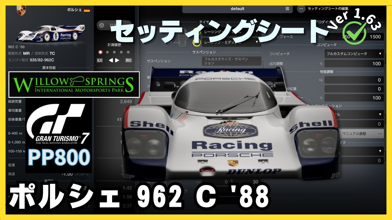 GT7［セッティングシート］ポルシェ 962 C '88｜ネオクラシック