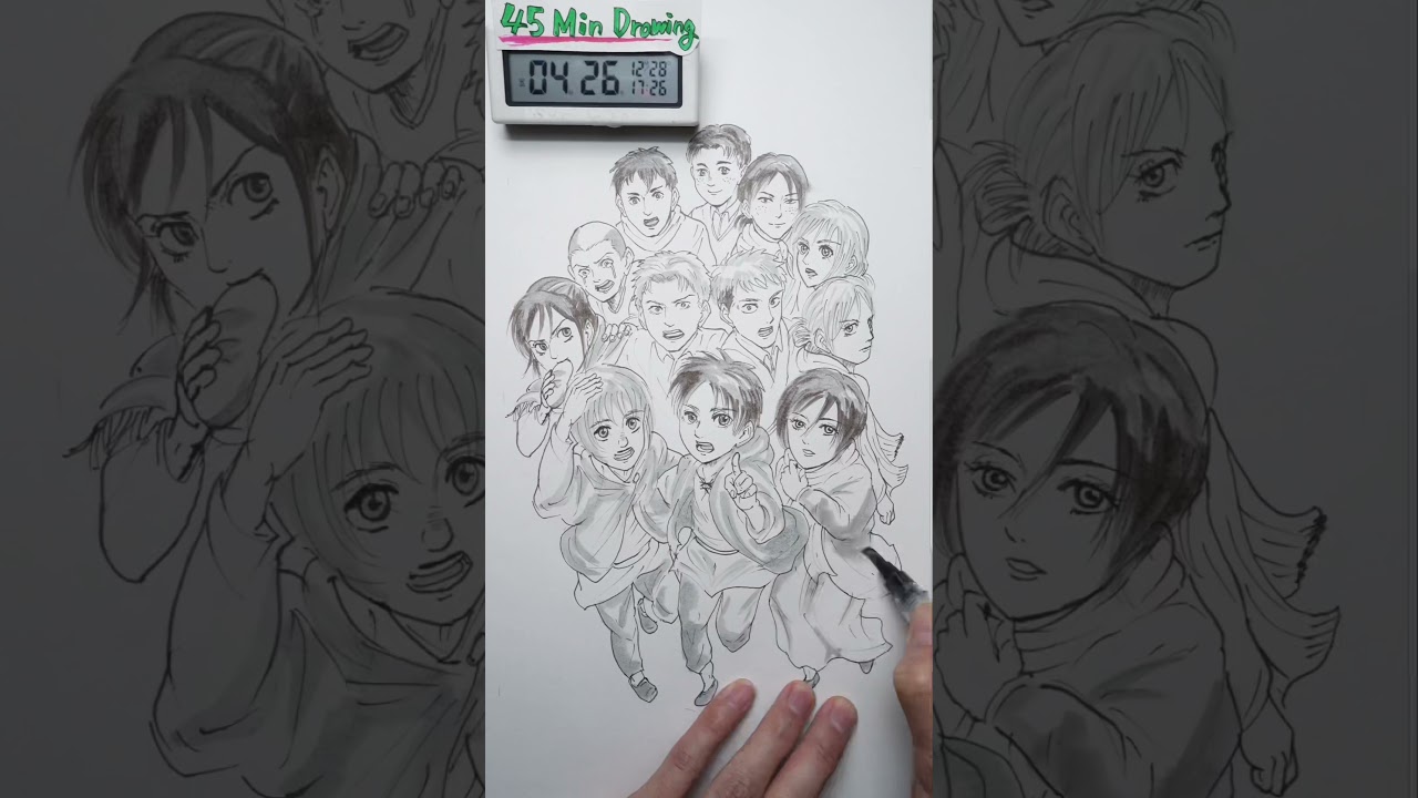 45分で【進撃の巨人104期生】集合絵描いて泣いた 
