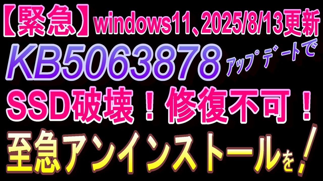 SSD Damage Prevention] Windows 11 / August 13, 2025 Update