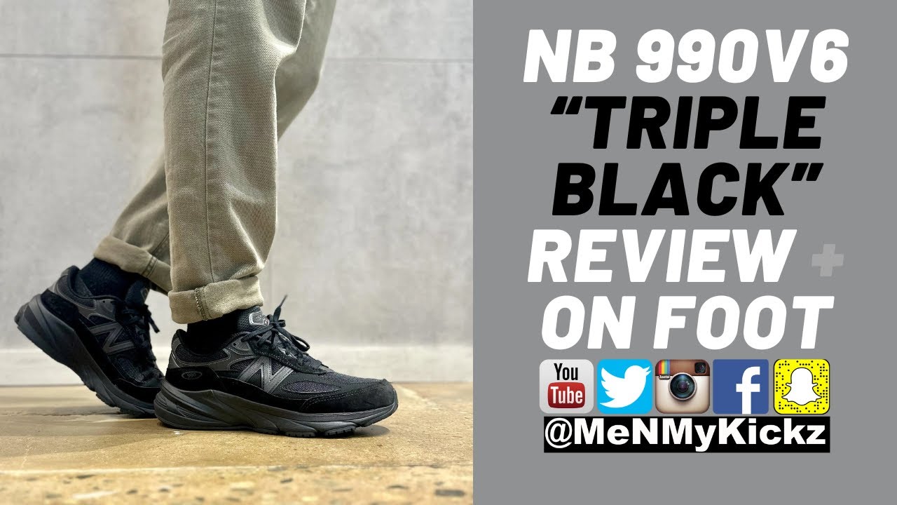 New Balance 990 v6 'Triple Black' Review + On Foot · U990BB6 - YouTube