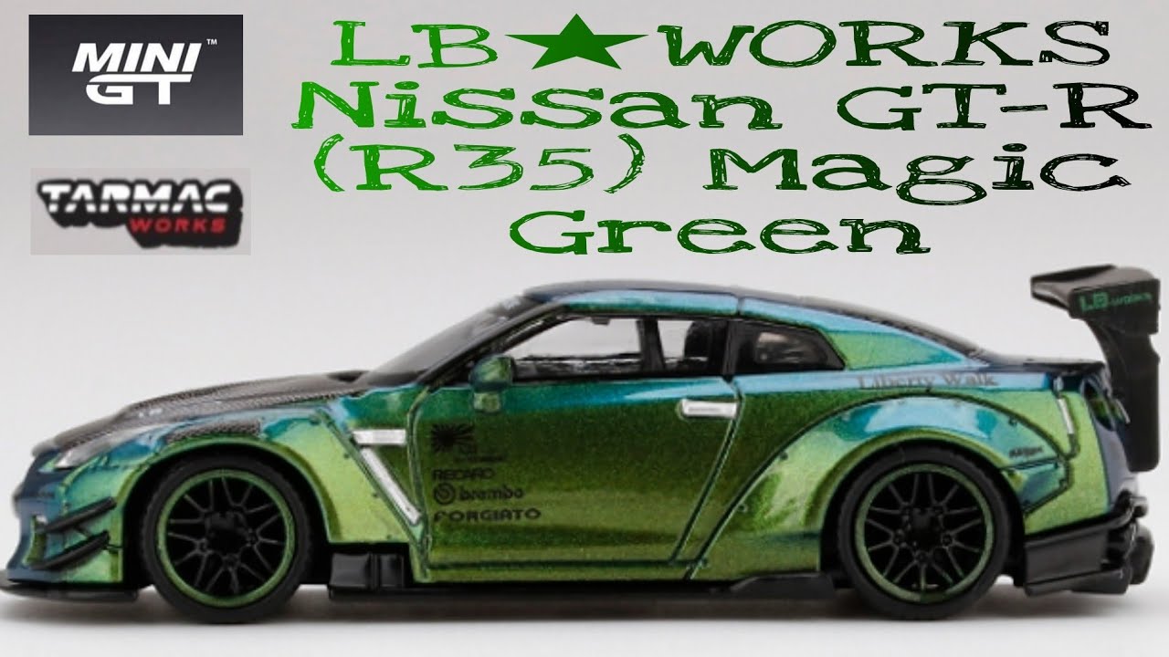MINI GT LB-WORKS Nissan GT-R (R35) Magic Green / No. 145 Unboxing