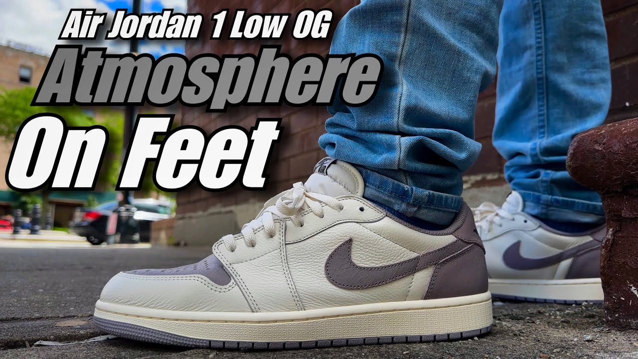 Early On Feet Look 👀 Air Jordan 1 Low OG Atmosphere Grey - YouTube