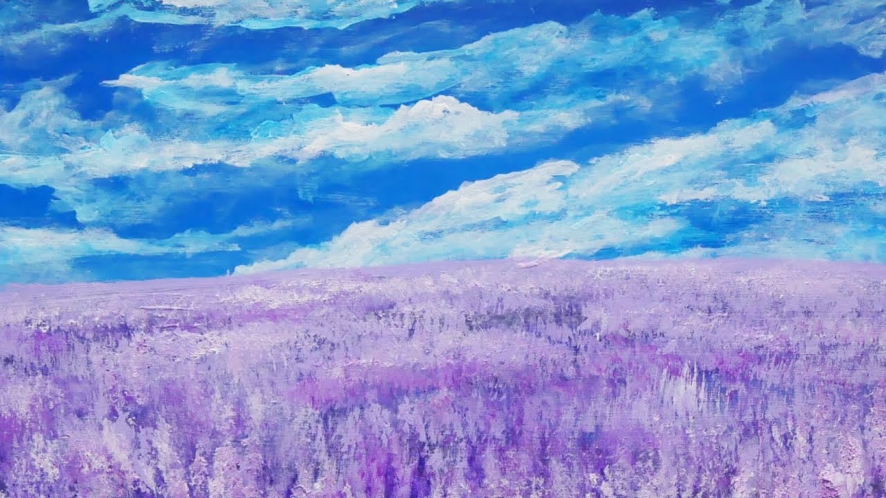 油絵】【青空とラベンダー畑】 #油絵 #手書き #アート #絵画販売 #絵画
