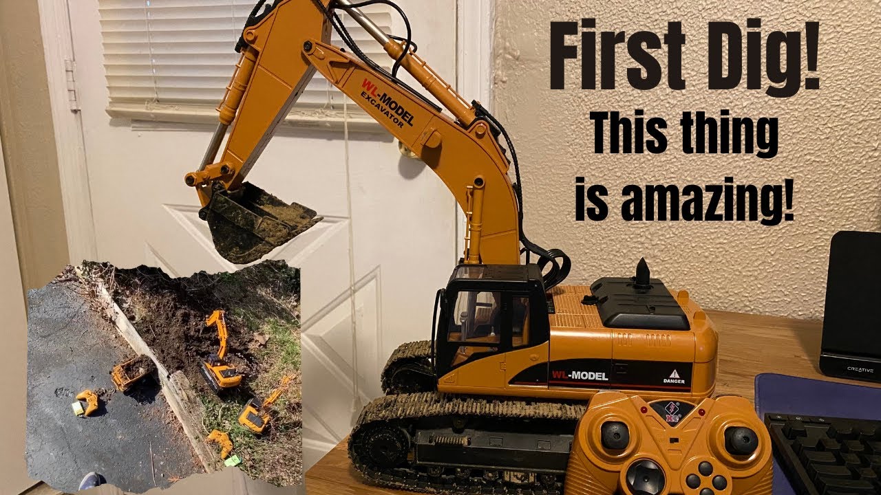 Wltoys 16800 RC excavator- first dig- RC Cincy - YouTube