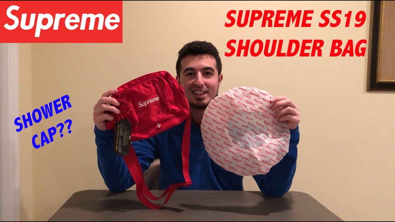 Supreme SS19 Shoulder Bag Red Review + Shower Cap - YouTube