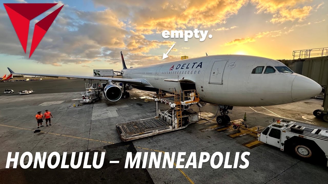 Flying an EMPTY Delta A330-300 from Honolulu to Minneapolis - YouTube