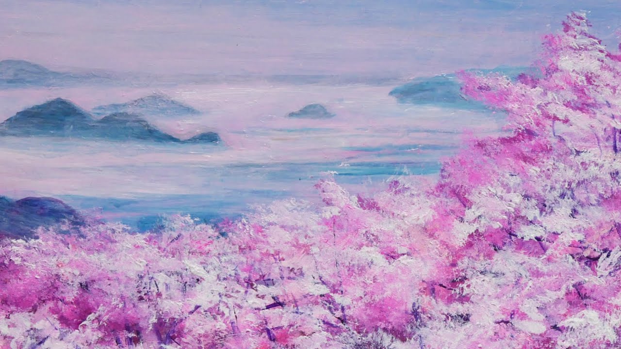 油絵】【桜の海】#油絵 #手書き #アート #絵画 #絵 #油彩画 #美術