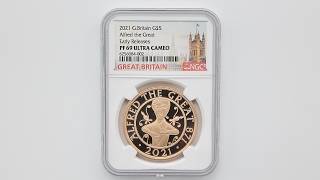 2021 英国 アルフレッド大王 5ポンド 金貨 プルーフ NGC PF 69 UC ER
