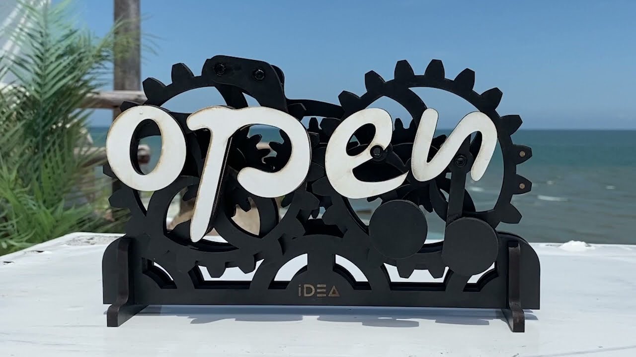 HAGURUMA (revolutionary open-closed signboard) - YouTube