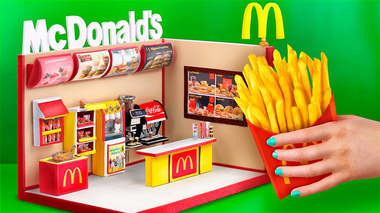 9 DIY Miniature Dollhouse / Mcdonalds - YouTube