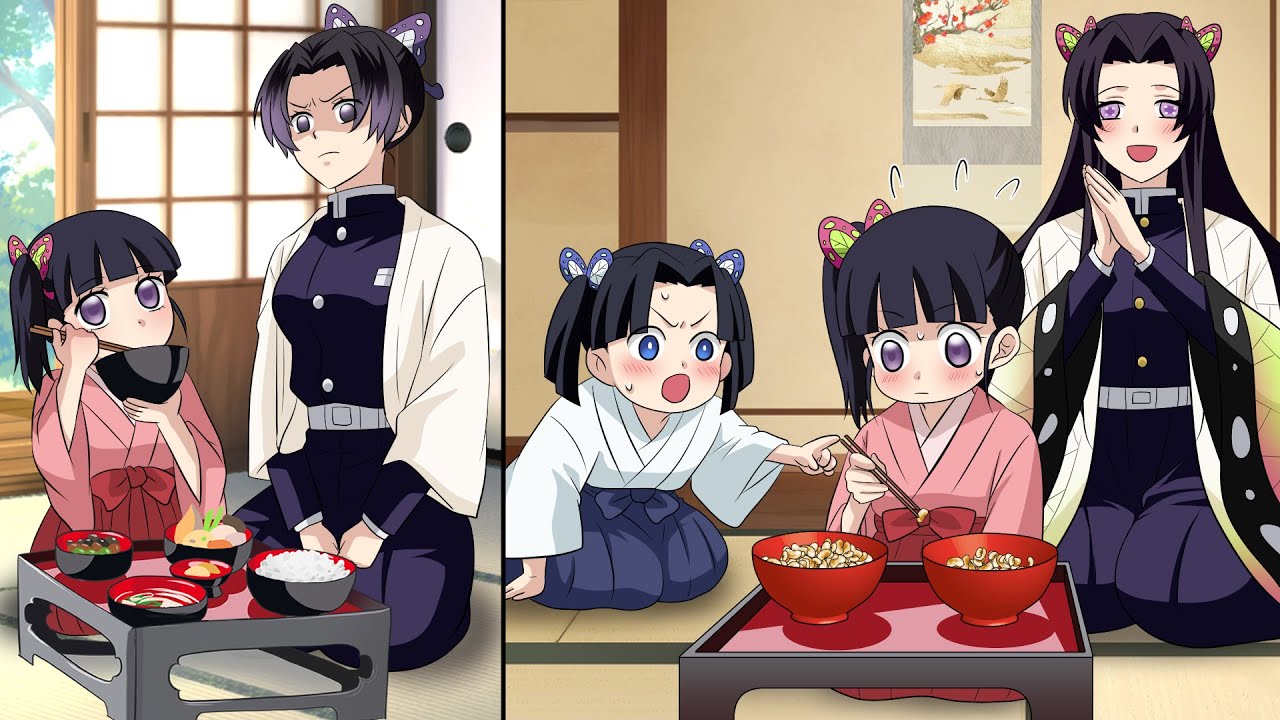 Shinobu teaches Kanawo how to eat rice, especially how to hold