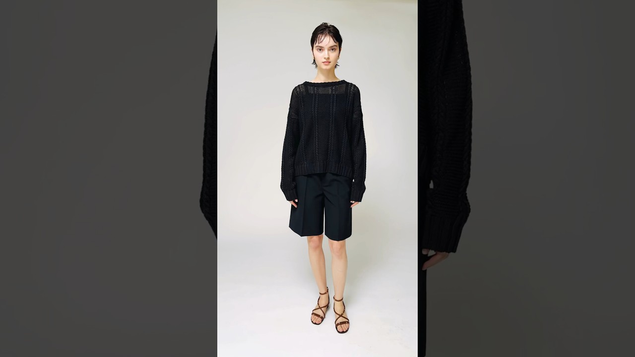 Cristaseya(クリスタセヤ) | リネン ケーブル ニット - ブラック