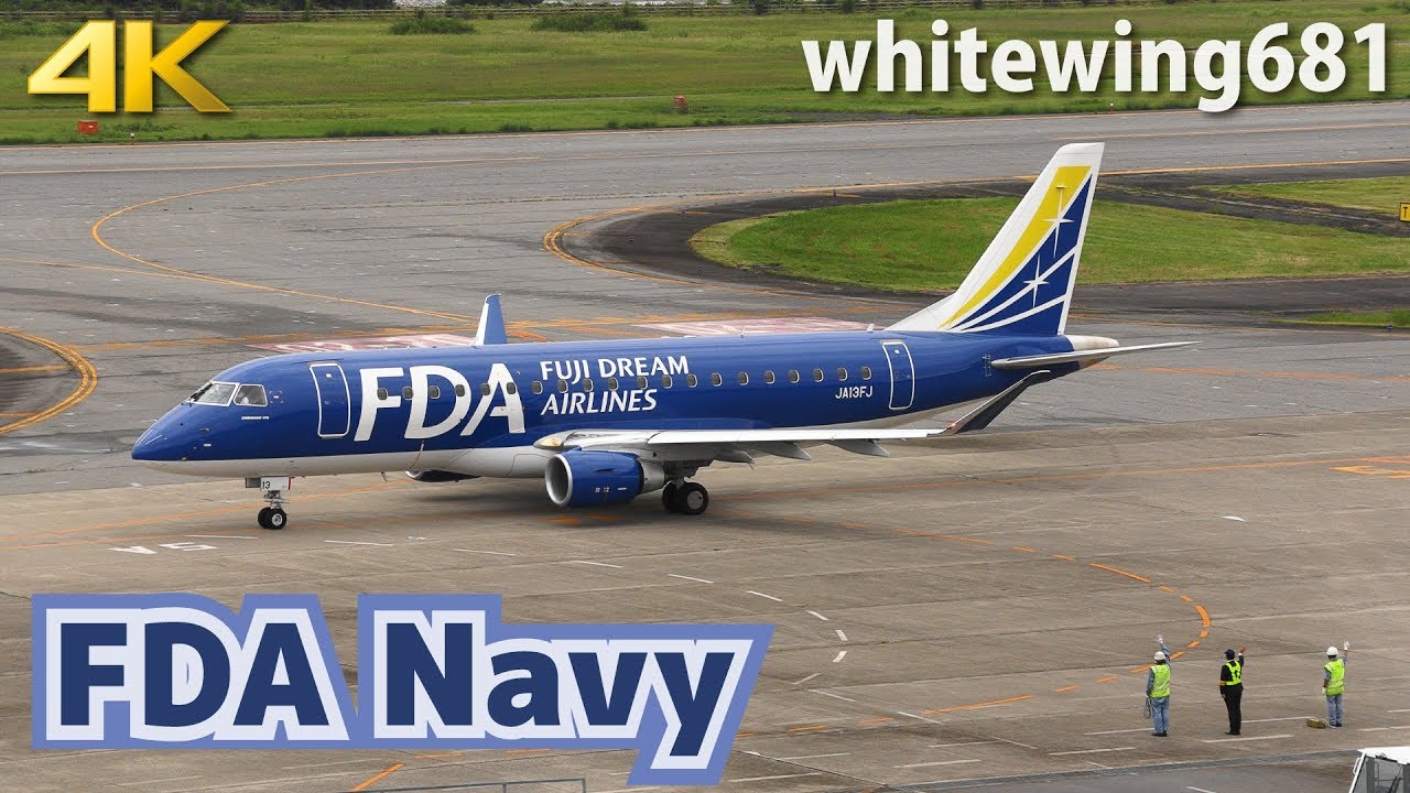 FDA Navy] Fuji Dream Airlines ERJ-175 JA13FJ TAKE-OFF TOYAMA