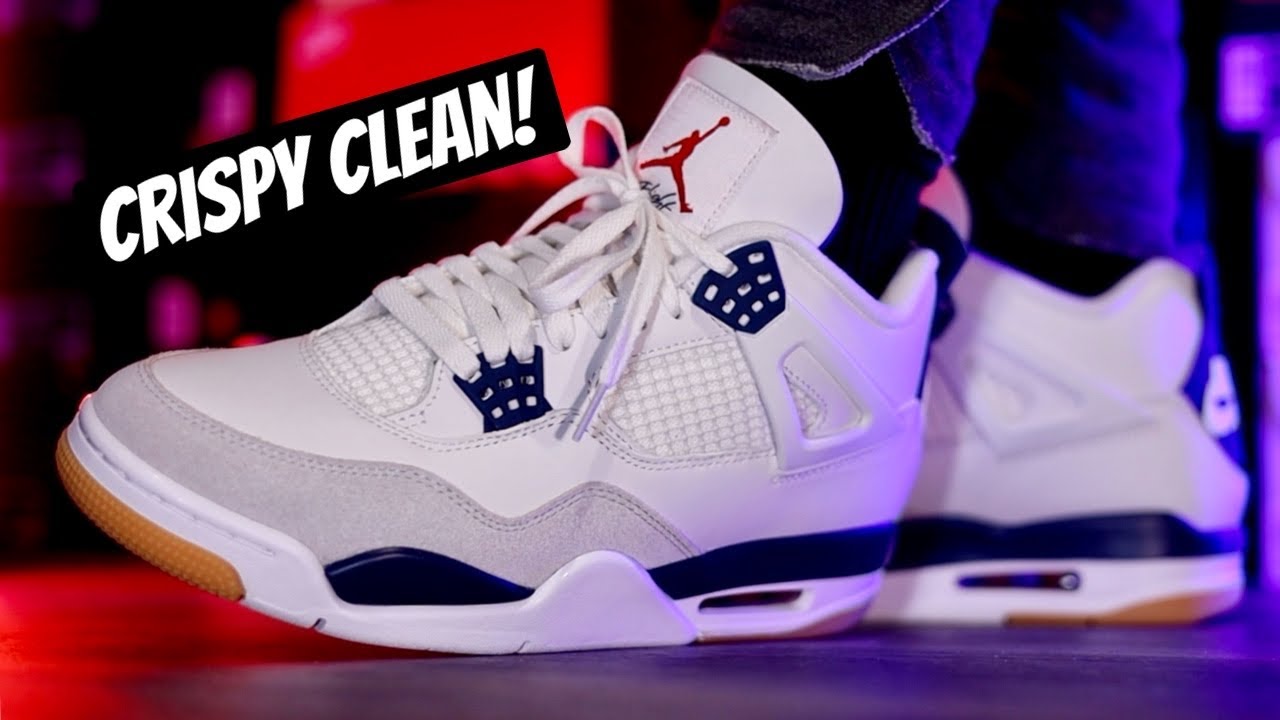 Nike SB x Air Jordan 4 Retro SP 'Navy' On Foot and Retail