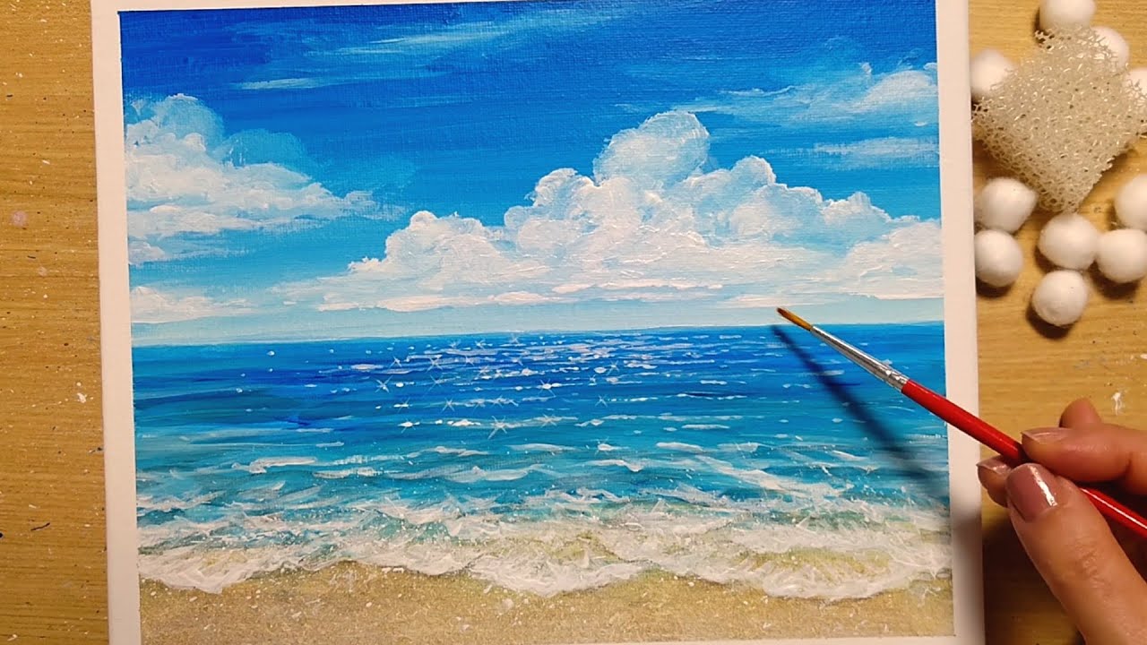 水彩画】海の描き方全プロセス【初心者も安心】夏休みの宿題にも