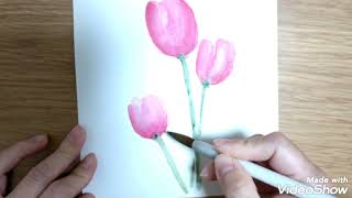 水彩画 チューリップ 簡単な描き方 Watercolor Painting for Beginners