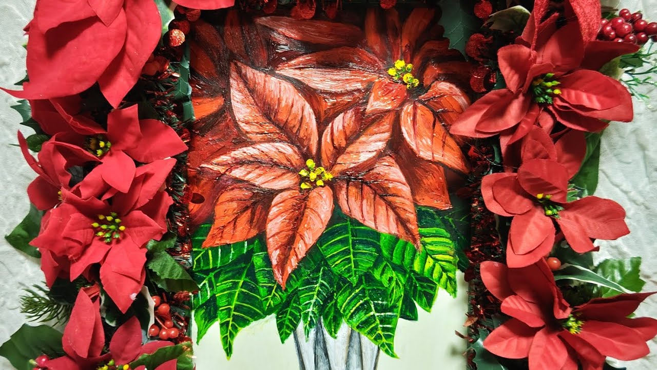 油絵】【ポインセチア】#ポインセチア #油彩画 #芸術 #油絵 #絵