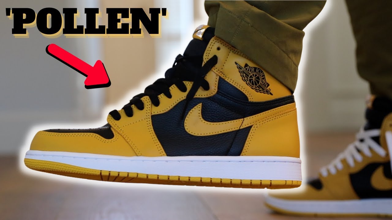 AIR JORDAN 1 BLACK / YELLOW 'POLLEN' Review + On Feet! - YouTube