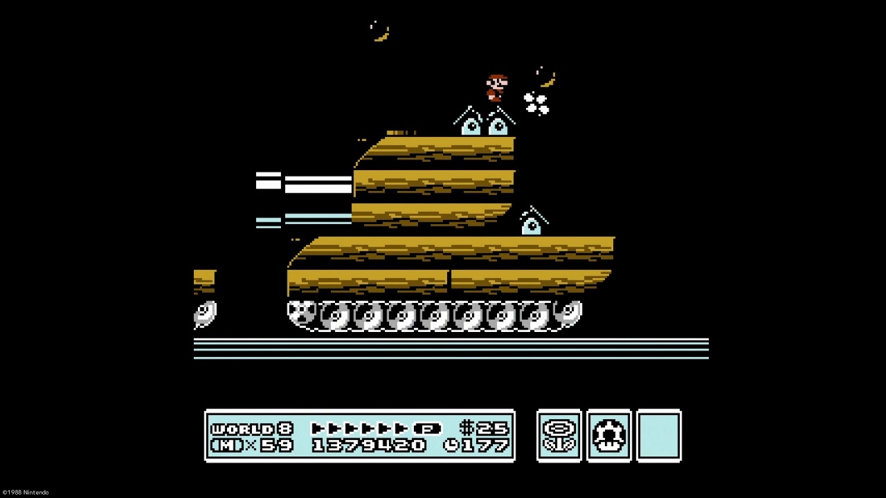 SUPER MARIO BROS. 3】 WORLD 8-戦車1 - YouTube