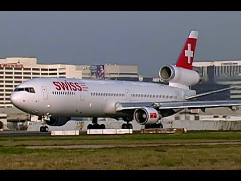 Swiss International Airlines McDonnell Douglas MD11 arrives and