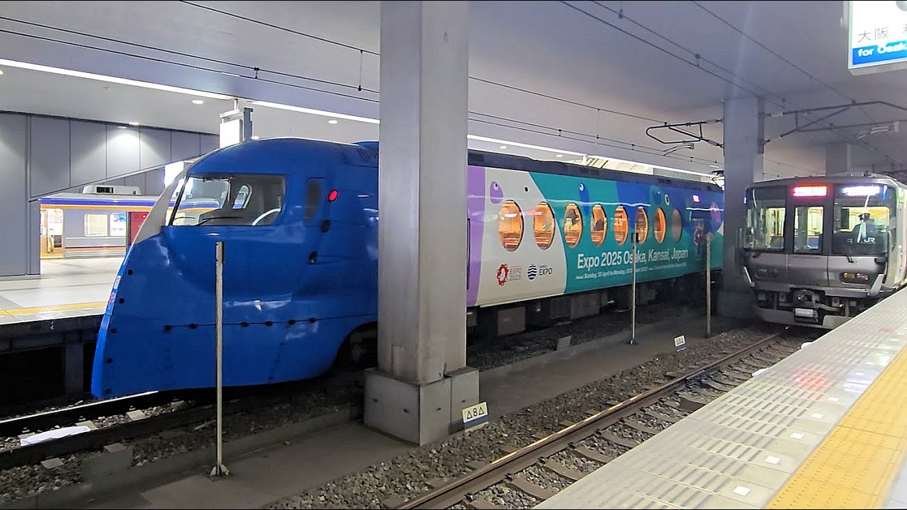 南海電鉄] 50000系. 大阪・関西万博ラッピングラピート, 関西空港到着