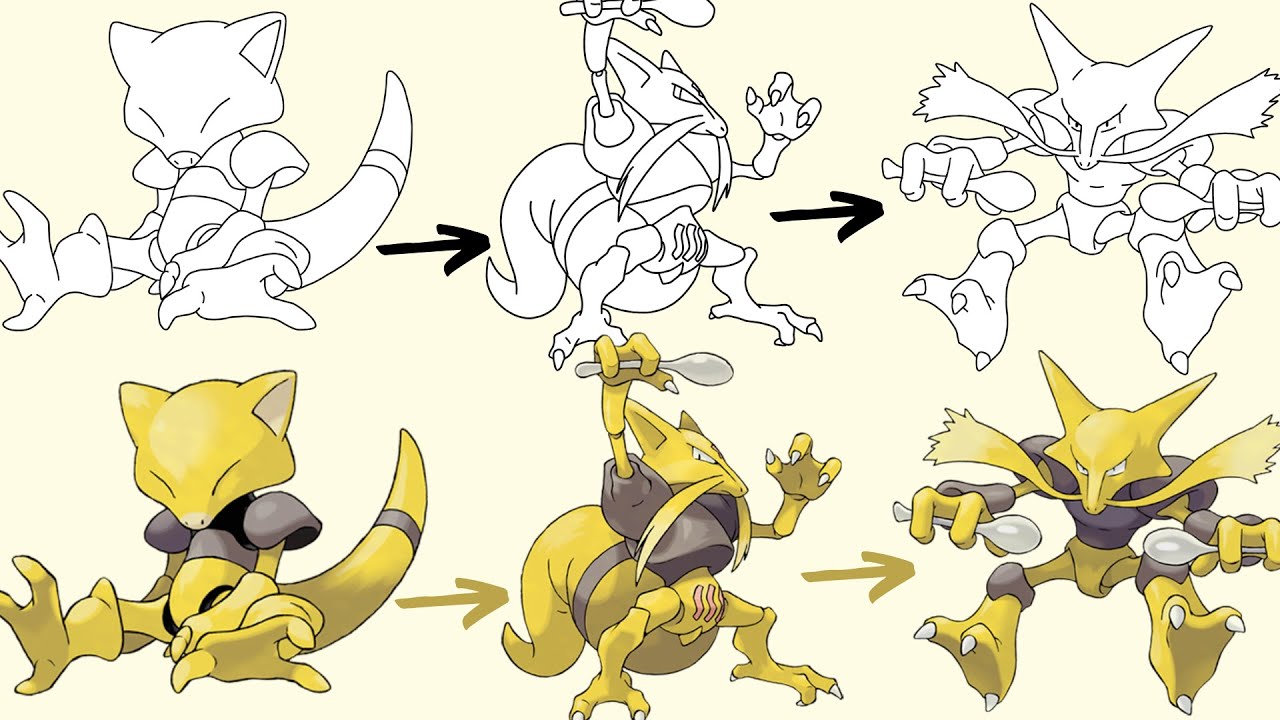 ケーシィ、ユンゲラー、フーディンの描き方 | ポケモンの進化 - YouTube