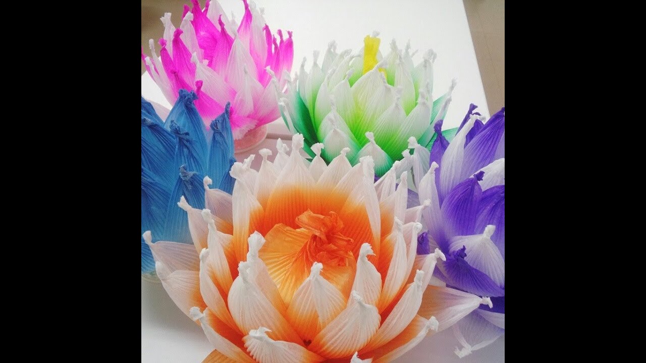 蓮の花のランプの作り方(ハスワーク） - YouTube