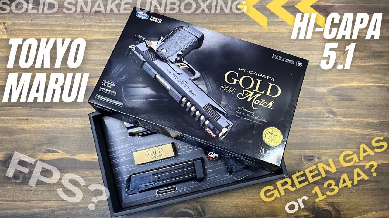 Tokyo Marui Hi Capa 5.1 Gold Match Unboxing & Chrono Test - YouTube