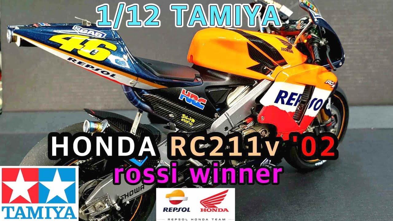 1/12 TAMIYA HONDA RC211v '02 Valentino Rossi MOTO GP 2002 WINNER