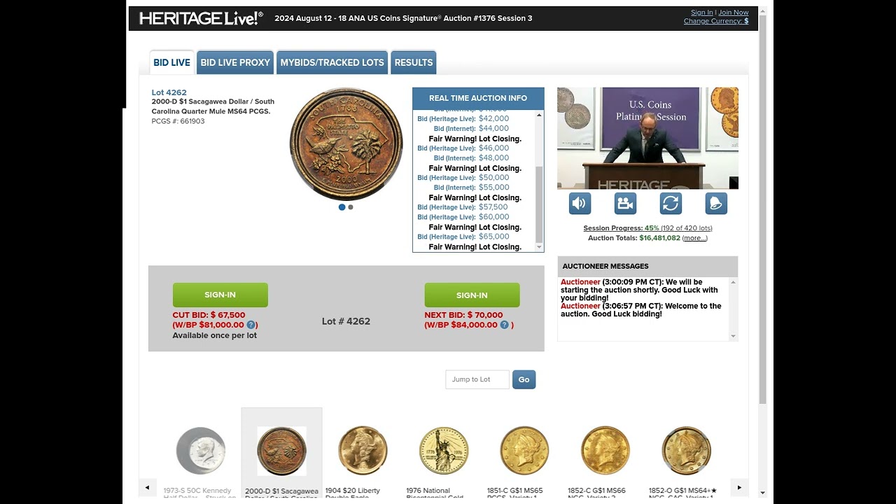 2000-D $1 Sacagawea Dollar / South Carolina Quarter Mule MS64