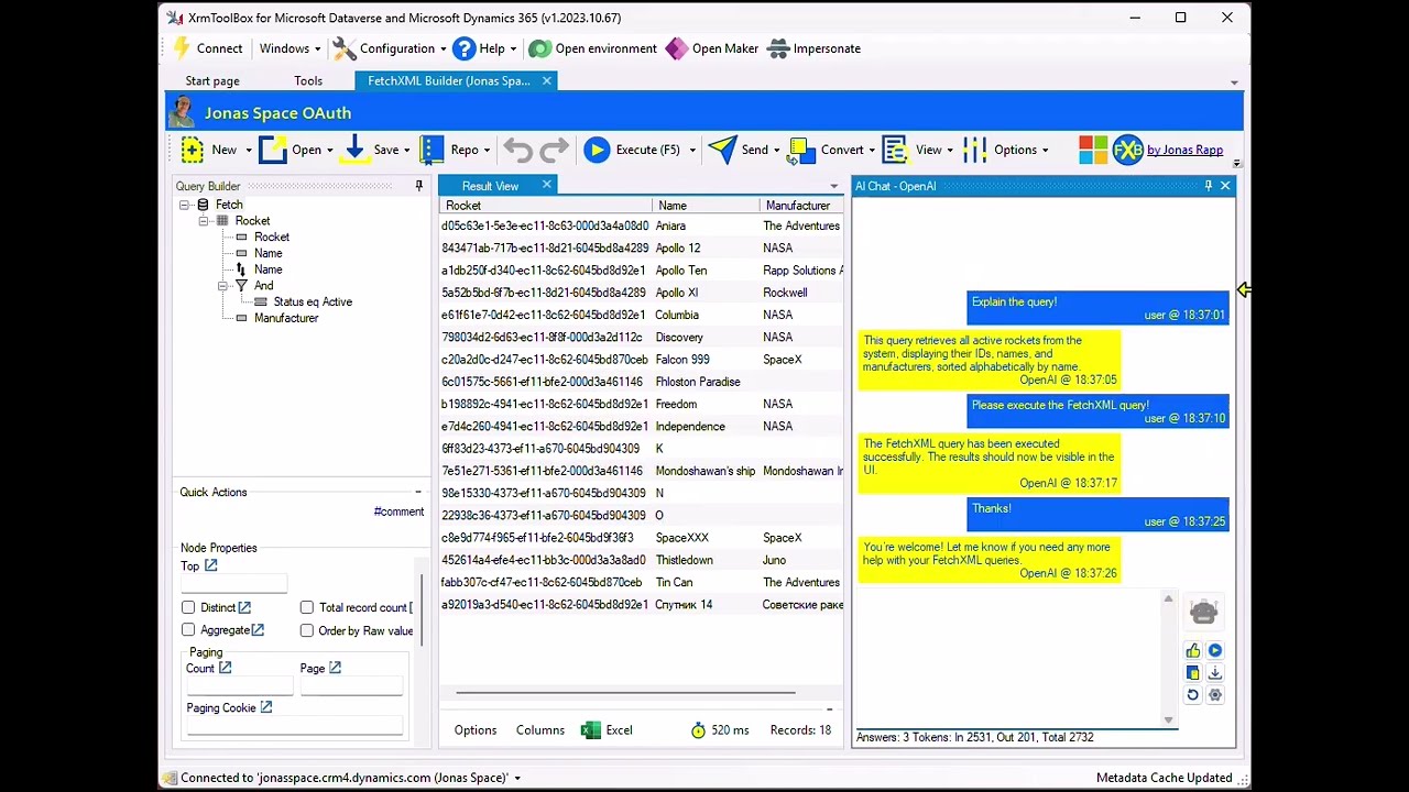 AI Chat in FetchXML Builder – JonasR.app