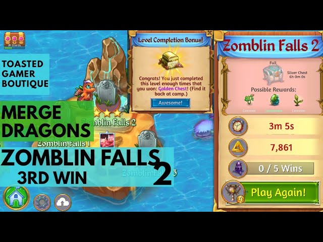 Zomblin Falls 2 Merge Dragons 3rd Win Get Gold Chest - YouTube